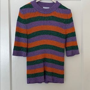 Ganni lurex stripe blouse shirt S